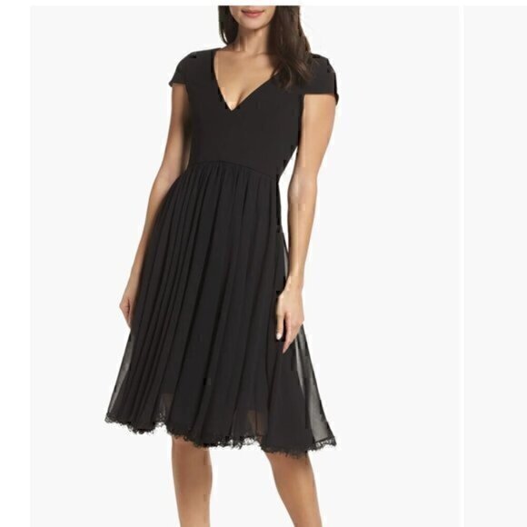 Dress the Population Corey Chiffon Fit & Flare Cocktail Dress - Picture 1 of 9
